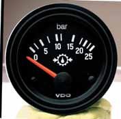 Cockpit International PRESSURE GAUGES, electrical Suitable for most vehicles and machines. Illumination 12V or 24V included. Note: Not recommended for petrol. Adaptors are listed on page 80.