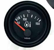 Cockpit International TEMPERATURE GAUGES, electrical Suitable for most vehicles and machines. Illumination 12V or 24V included. For matching sender units refer to page 78.
