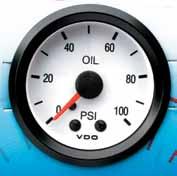Cockpit White PRESSURE GAUGE, electrical Suitable for most vehicles. Illumination 12V included. Adaptors are listed on page 80. Electric Pressure Gauge - 80psi / 500Kpa Part No.
