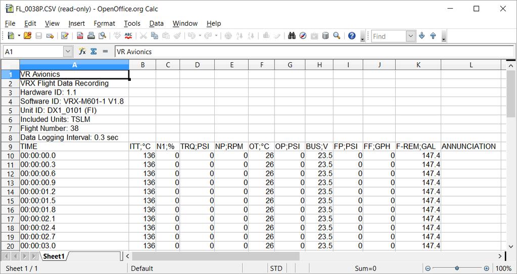 Flight Data Recording The flight data logging feature automatically stores engine data to a USB disk. Data is recorded to the USB disk every 0.3 to 10.0 seconds.