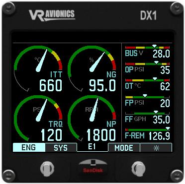 Operation VRX MFD basics Annunciation bar Page / Gauges (ENG) Right-Side Panel Soft-key Toggle Switches (x2) Menu bar (auto hide) The VRX display (DX1 model shown here) has: Four menu bar soft-key