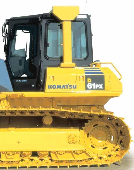 CRAWLER DOZER NET HORSEPOWER 125 kw 168 HP New hexagonally designed SpaceCab includes: Spacious interior New cab damper for comfortable ride Excellent visibility High capacity air conditioning system