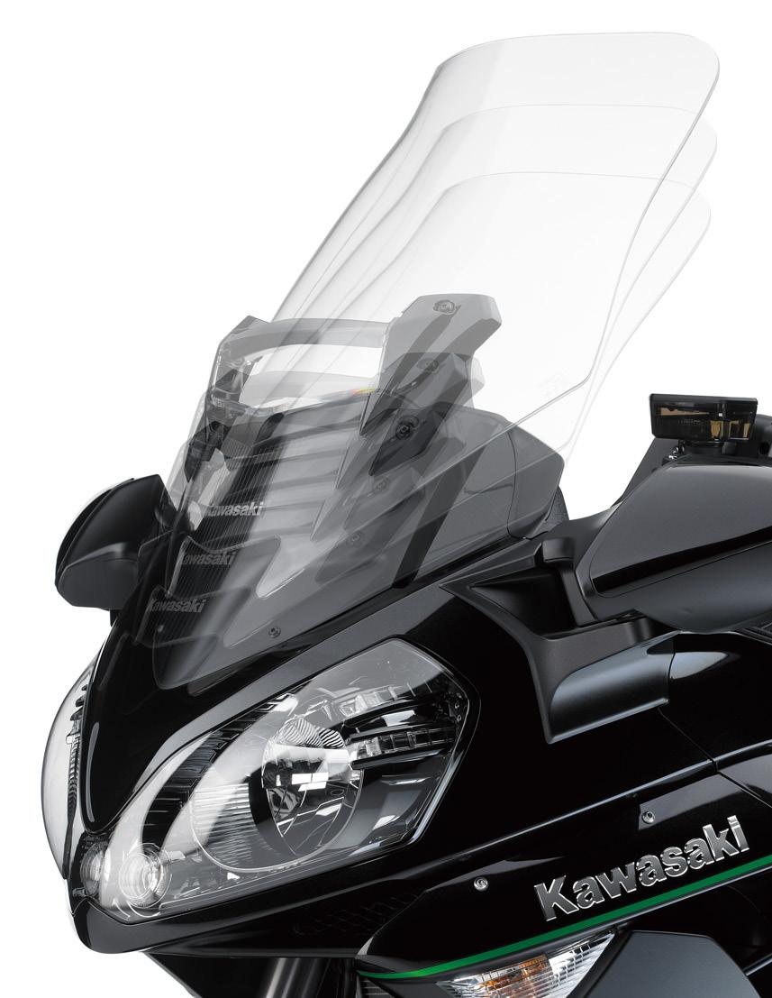 ENHANCED COMFORT & TOURING PERFORMANCE Windscreen vent * A vent added to the electronically adjustable windscreen reduces load on the rider by letting external air enter the cockpit area.