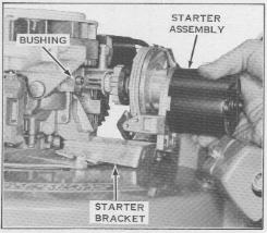 Do not try to move starter laterally to either the right or left. It is possible to bend the starter motor shaft.
