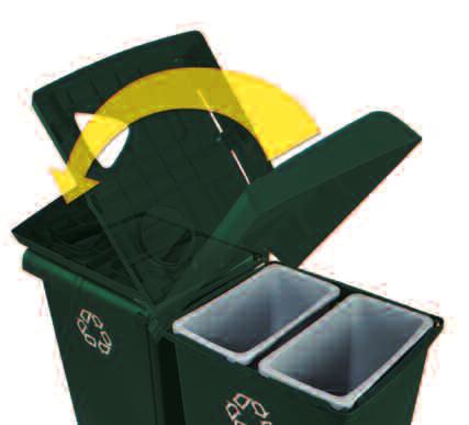 provide visual cues and encourage compliance Hinged lid allows easy access during emptying Recycle Label Kit Accessories FLEXIBLE LABELING Includes separate color-coded symbol and word labels for