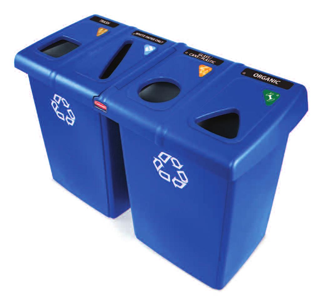 TWO-STREAM GLUTTON RECYCLING STATION 1792340 FOUR-STREAM GLUTTON RECYCLING STATION 1792372 EASY TO EMPTY Center hinge allows the lid to be opened from either side for easy access to waste.