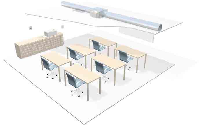 DCV CONTROLS A selection of our fans are available with DCV controls Typical Classroom Environment Pick up ducting for fan DCV Zone Controller