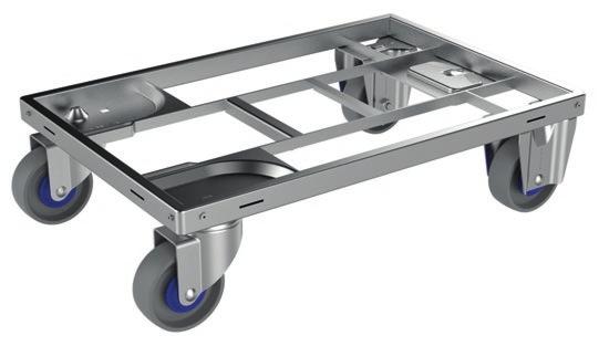 Lean Dolly Type I US 600 x 400 x 162 mm Tare weight with CPD wheels, no corners 6,5 kg Wheel size 100 mm wheels Wheel configuration 2 fixed & 2 swivel Wheel material CPD, rubber or PU Working