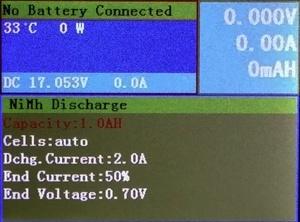 1 A Trickle Time 1 5 999 min Charge Mode Normal Discharge Dchg. Current---discharge current 0.1 2.0 10 0.