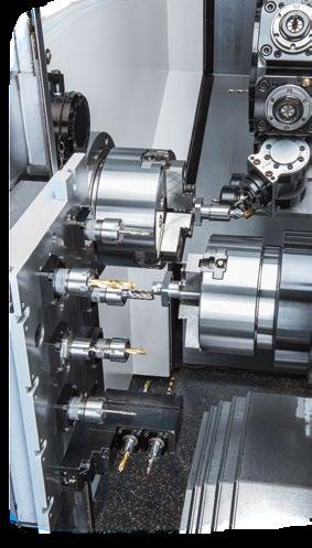 GTW-1500Y High Production Turning Center 2 Spindles, 1 Turret + 1 Gang Tool Post Model GTW-1500Y Max. swing diameter Ø 21.65" Max. turning diameter Ø 9.84" Max. turning length 8.
