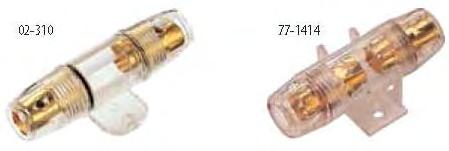 Gold and Power Accessories, Wire & Cable 24kt Gold-Plated Solid Brass AGU Fuse Holders - Sold Each. 02-310 4 to 10 gauge Waterproof In-line AGU Fuse holder.