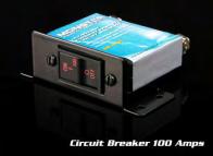 Hi-Amp Circuit Breaker - Bussman - Made in U.S.A. Manual Reset. Circuit will open when Red Valet button is pushed Easy mounting to firewall or other surfaces. 1/4"Power Studs.