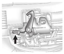 It is located under the instrument panel on the driver side of the vehicle. 2. Go to the front of the vehicle and lift up on the secondary hood release lever. 3.