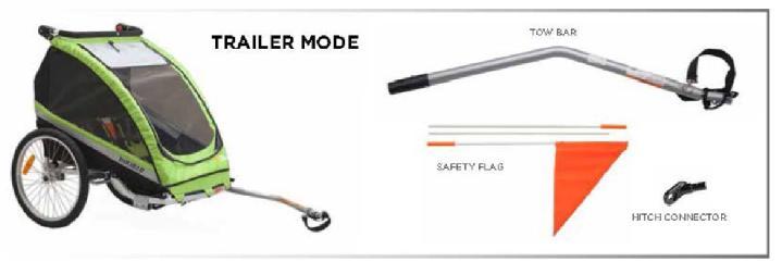 (TRAILER MODE) Your trailer is designed to attach easily to just about any full-size bicycle (with quick release or