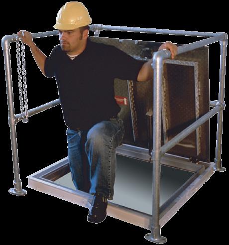 SR: Safety Railing Safety railings provide a permanent means of fall protection as required by OSHA 1910.23 and OSHA 1926.503.
