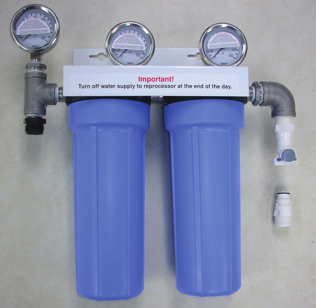 The filtration system consists of the following components: Filtration System main assembly (Figure 1) Pre Filter: 1 micron filter (reorder #: MF01-0014) Final Filter: 0.