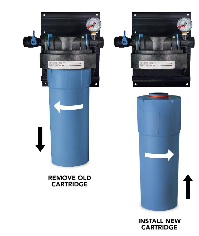 Pull downward about 2 to remove the filter cartridge Be sure to properly dispose of the old cartridges (#5 recyclable). 5.