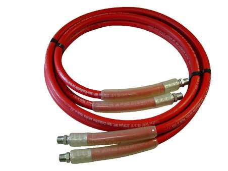 Hose has been electrically tested at 75kV per foot for 3 minutes and is marked every 10 feet with voltage, time, and date.