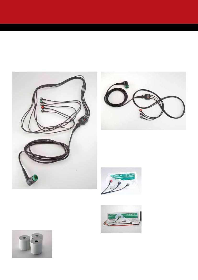 ECG MONITORING accessories 3-Wire ECG Cable Right-angle connector. (One included per unit at no charge) AHA IEC LIFE PATCH ECG Electrodes Adult, pregelled (package of 3 electrodes).