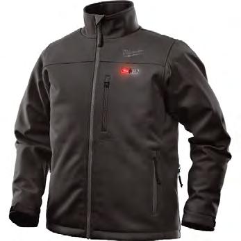 MIL 201B-21 Sizes available: M - 2XL M12 Heated Jacket Washer and dryer safe Up to (8) hours of run-time One-touch LED controller with (3) heat settings per heat zone ToughShell