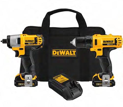 DCD710 12V MAX* 3/8 drill/driver features a two-speed transmission (0-400 / 0-1,500) DCF815 12V MAX* 1/4 impact driver features 3 LED lights to provide visibility without shadows Includes: DCD710 3/8