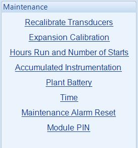 SCADA 5.16 MAINTENANCE The Maintenance section is subdivided into smaller sections.