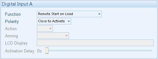 See section entitled Input functions for details of all available functions Configures when the input is active: Never, always, active from starting,