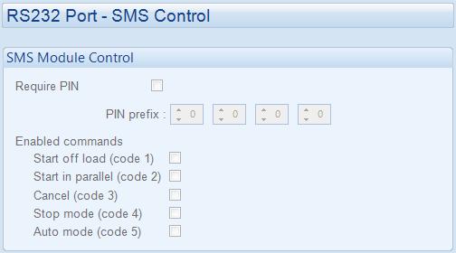 Edit Configuration - Communications 4.13.2.3 SMS MODULE CONTROL Tick to enable a pin code.
