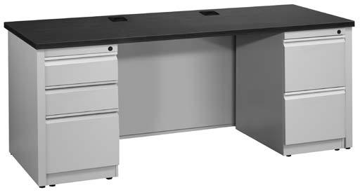 SIN 711-2 The Trace Freestanding Desk is a modular system of desk shells, returns, bridges, corner units, hutches, tables, and individual components that can be mixed and matched with a comprehensive