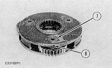 Install a thrust washer (9) on each side of the planetary gear. b.