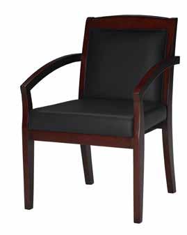 75 D x 33 H Seat: 19.25 W x 18 D x 19.5 H List $1348 ($674 each) Wood Guest Chair Model No. VSC9 Available in Black, Sierra Cherry and Mahogany Frame with Black Leather Seat.