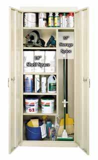 Fixed Shelf Storage Cabinet Reinforced body with maximum carrying capacity for the shelves Die cast locking handles engage the brace to secure the doors Double stiffener on both doors Plastic glides