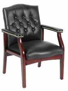 traditional seating Harrison Series Harrison High Back Executive Swivel Model No. DHS278 Stocked in Black Vinyl with Mahogany Finish. Overall: 27.75 W x 32.5 D x 43-46 H Seat: 20 W x 19 D x 19-25.