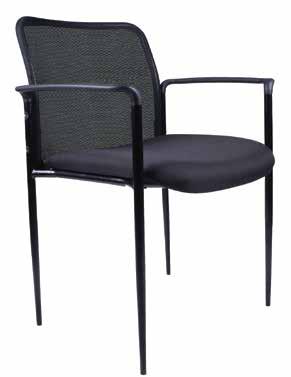 GUEST Olson Guest Chair Model No. 2924 Black Mesh Fabric seat with Black Frame Stacks up to 4 high. Some Assembly Required.
