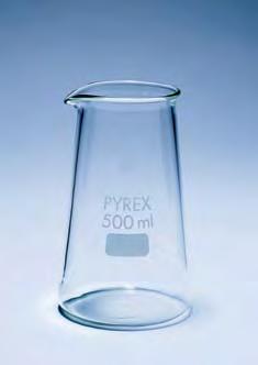 Beakers, conical form l Conical shape (Phillips pattern) with spout l Excellent thermal performance and chemical resistance Height Base diam. Top diam. Pack qty. Price 1020/06D 250 105 68.