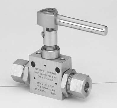 Ball Valves 2-Way Series Pressures to 20,000 psi (1379 bar) Autoclave Engineers high-pressure ball valves have been designed to provide superior quality for maximum performance within a variety of