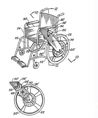 Figure 1.6. Hand crank wheelchair mechanism Patent No. 5037120 The ratchet-device, Figure 1.