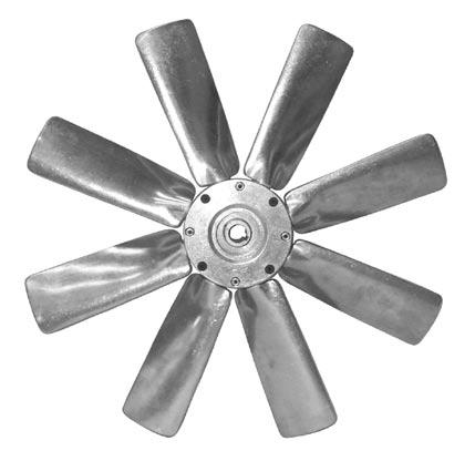 designs. Blade angles are factory set and mounted in a die cast aluminum hub.