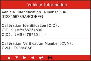 as VIN (Vehicle identification Number), CID (Calibration ID) and CVN (Calibration verification number),