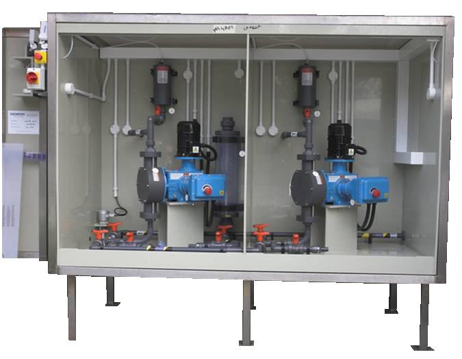 Chemical Metering Integrated Skid System To simplify liquid feed system design, installation, and startup, integrated pump skid packages are available from stock components.