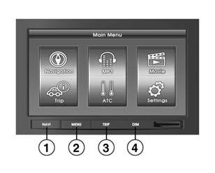 Infotainment system 163 System Controls The following hard keys are located on the navigation system. The navigation system starts when the ignition switch is placed in the ACC or ON position.