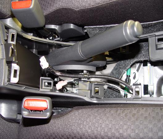 LED LED CH (b) Install wire harness along right side of console follow harness under center console to auxiliary power harness.