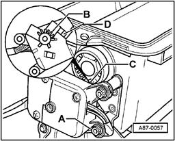 Page 30 of 34 87-146 Air flow flap motor -V71-, removing and installing (1996) - Remove heater/air conditioner assembly complete with instrument panel page 87-159.