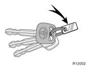 Keys Side doors Front doors This key works in every lock. Since the doors can be locked without a key, you should always carry a spare key in case you accidentally lock your key inside the vehicle.