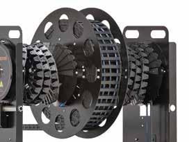rollers (not on top of each other, as in previous roller chains), giving very quiet operation Integrated captive roller in the side link Long distances (up to 800m), high fill weights (up to