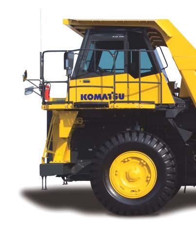 HD325-7 O FF-HIGHWAY T R UCK WALK-AROUND Productivity Features High performance Komatsu SAA6D140E-5 engine Net horsepower 371kW 498HP Mode selection system (Variable horsepower control in Economy