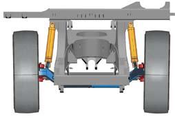 The pivot mounting of the trailing arm design allows only axial input to the strut and allows wheel movement to the vertical plane only.