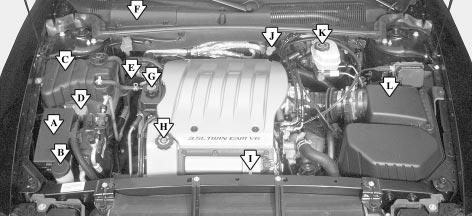 Engine Compartment Overview When you open the hood