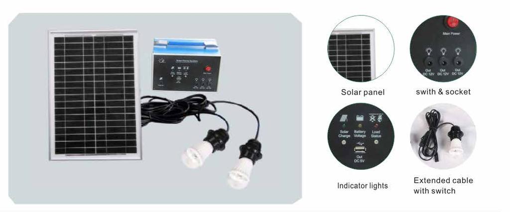 Functional diagram Technical data BSM-S040W Solar panel power 40Wp 12V/24Ah Controller 12V/5A Lamp power 3W LED*2 Output voltage DC12V DC5V -20 C~+65 C