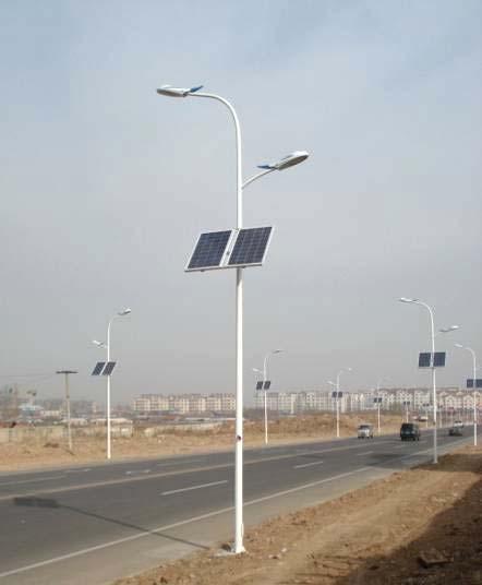 Rural Road lighting Project site: Suburb solar-power Lighting Project, Qingdao, China The solar street light system comprises of: 2*150W solar panel 2*100AH/12V